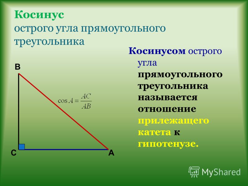Синус острого угла прямоугольного треугольника всегда меньше