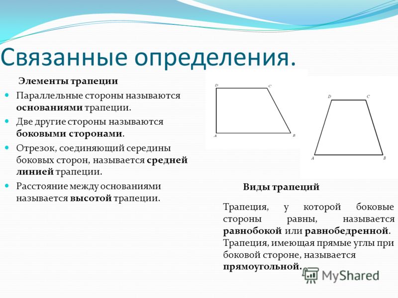 Трапеция виды. Стороны равнобедренной трапеции параллельны. Определение трапеции. Тема трапеция. Трапеция презентация.