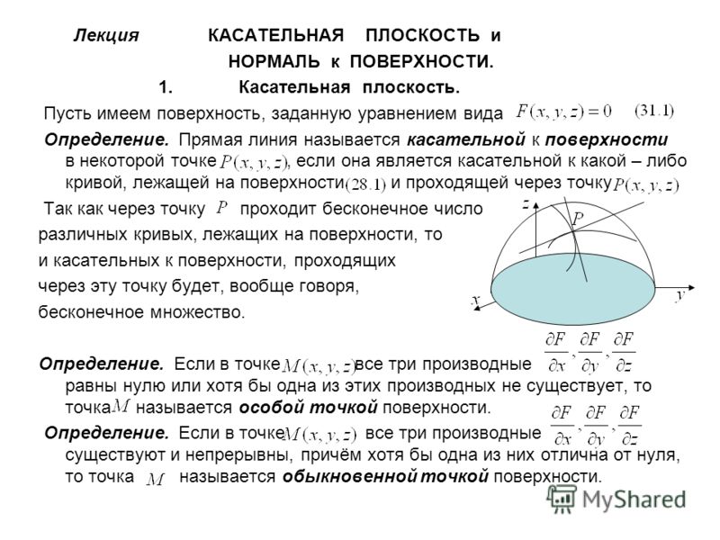 Напишите уравнение касательной плоскости