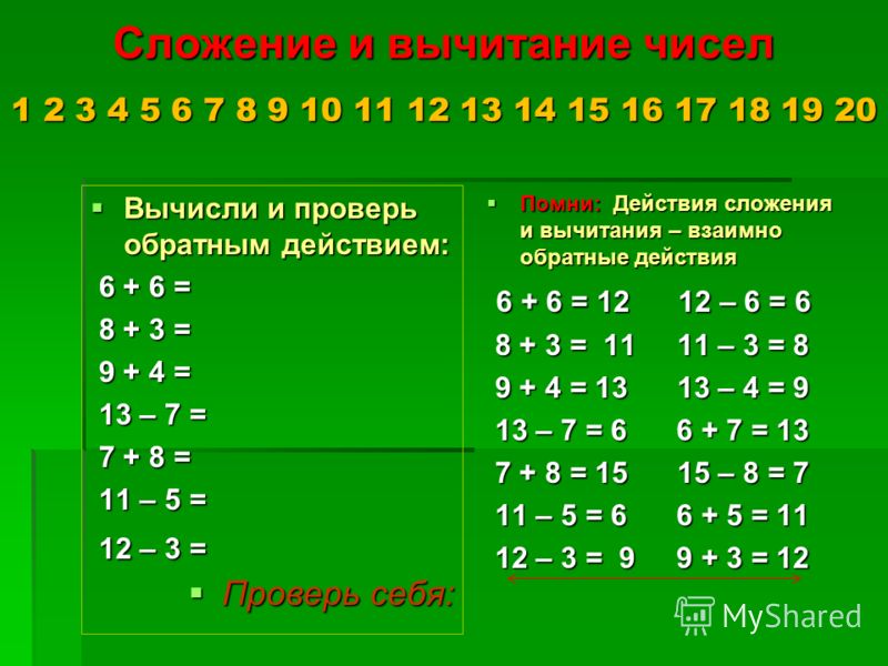 Проверить вычисление равенства