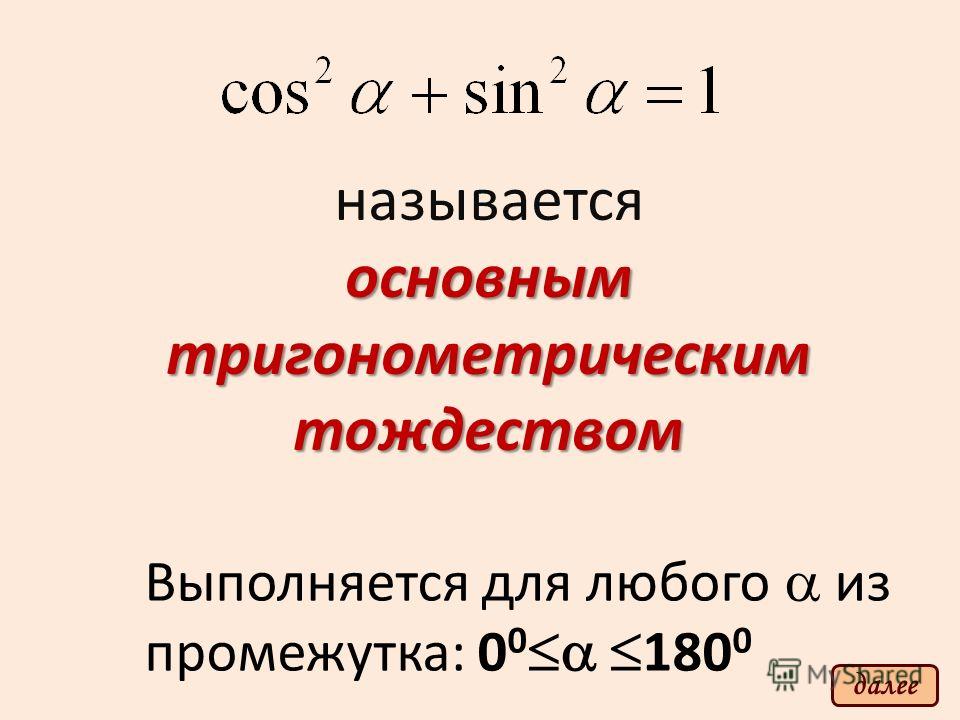 Основное тригонометрическое тождество рисунок