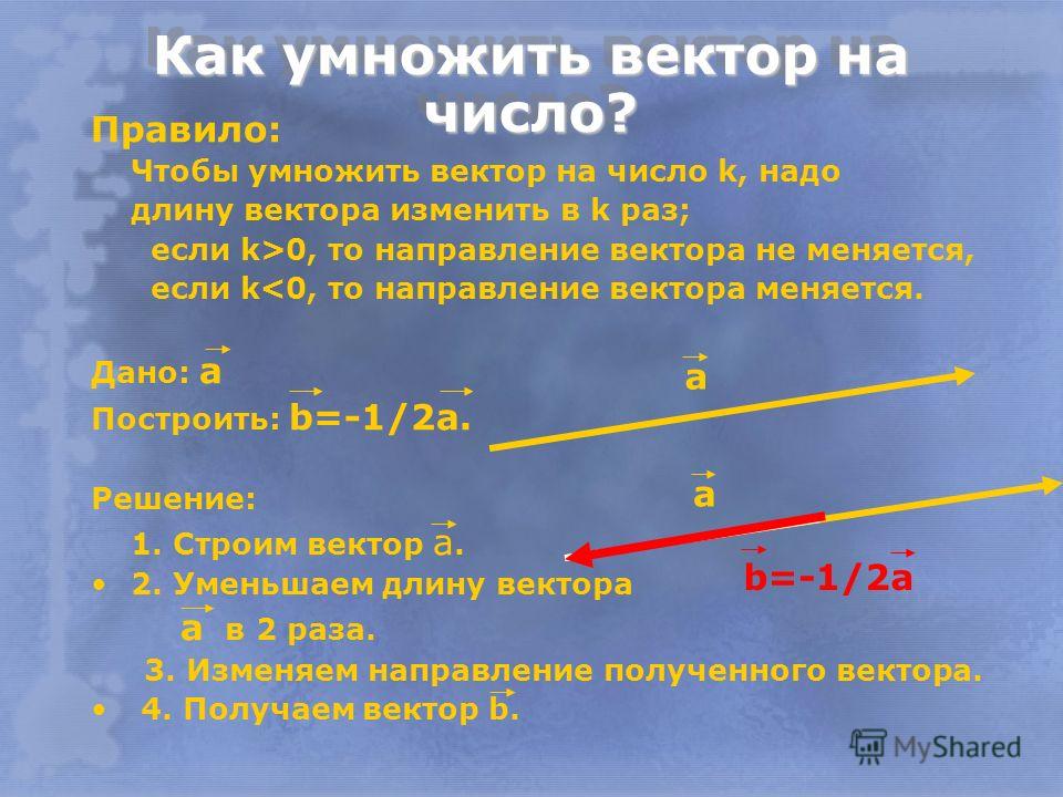 Умножение вектора на число 9 класс презентация мерзляк