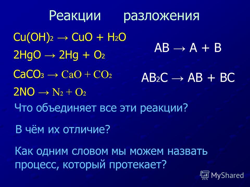 Определить тип реакции h2o