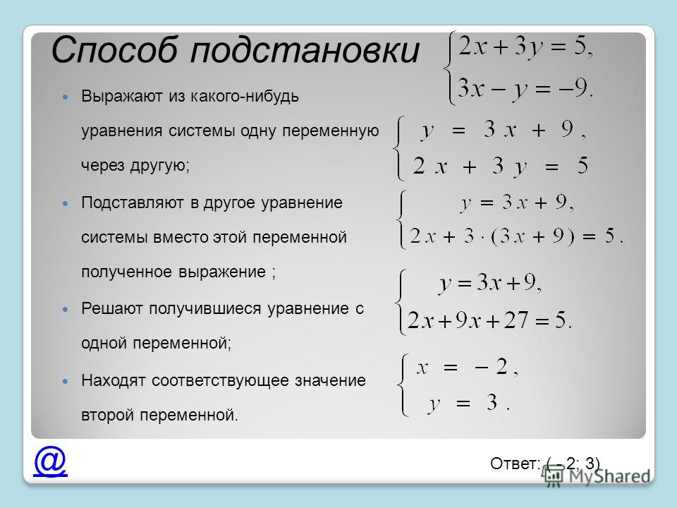 Аналитические методы решения систем уравнений проект 7 класс