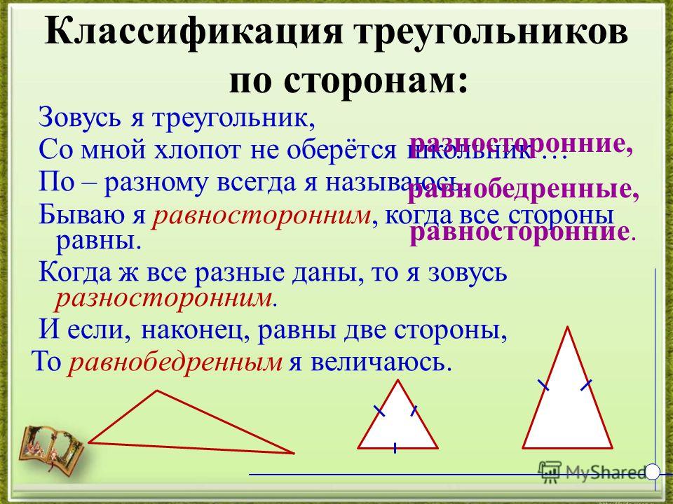 Виды треугольников классификация по длине стороны и величине угла сделайте рисунок