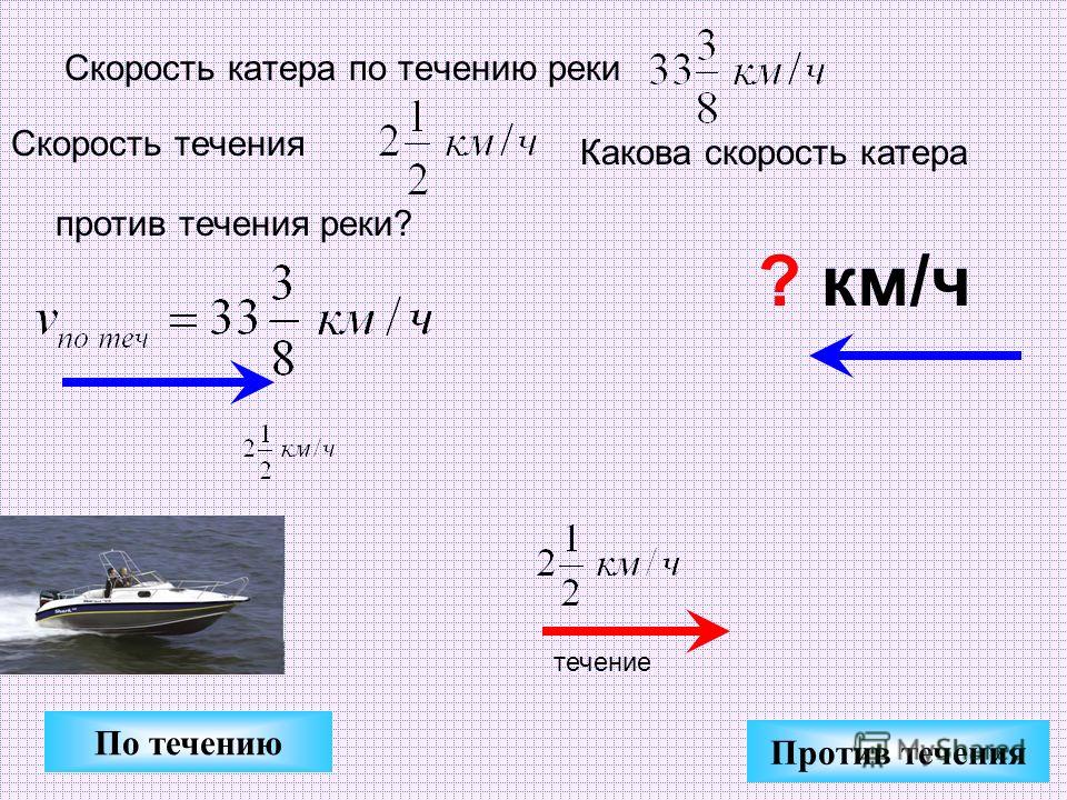 Катер шел по течению реки