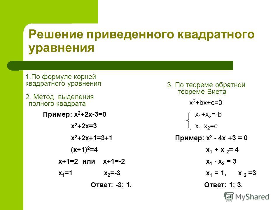 Проект 10 способов решения квадратных уравнений 10 класс