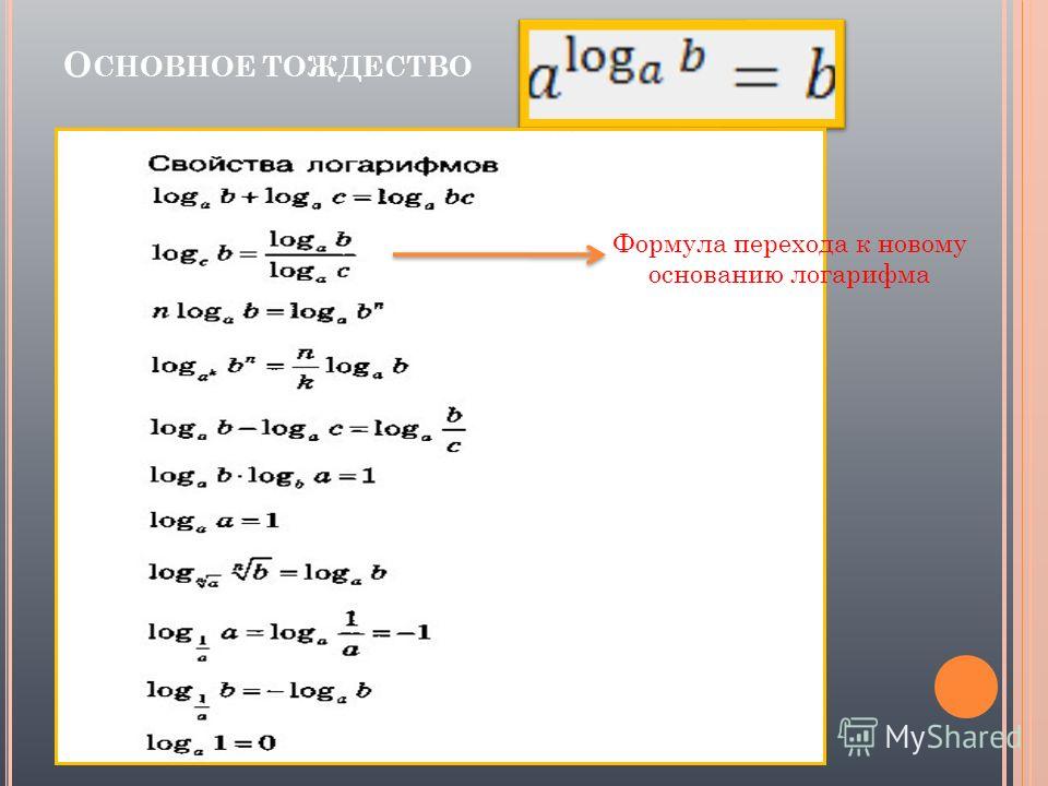 Формулы приведения логарифмов