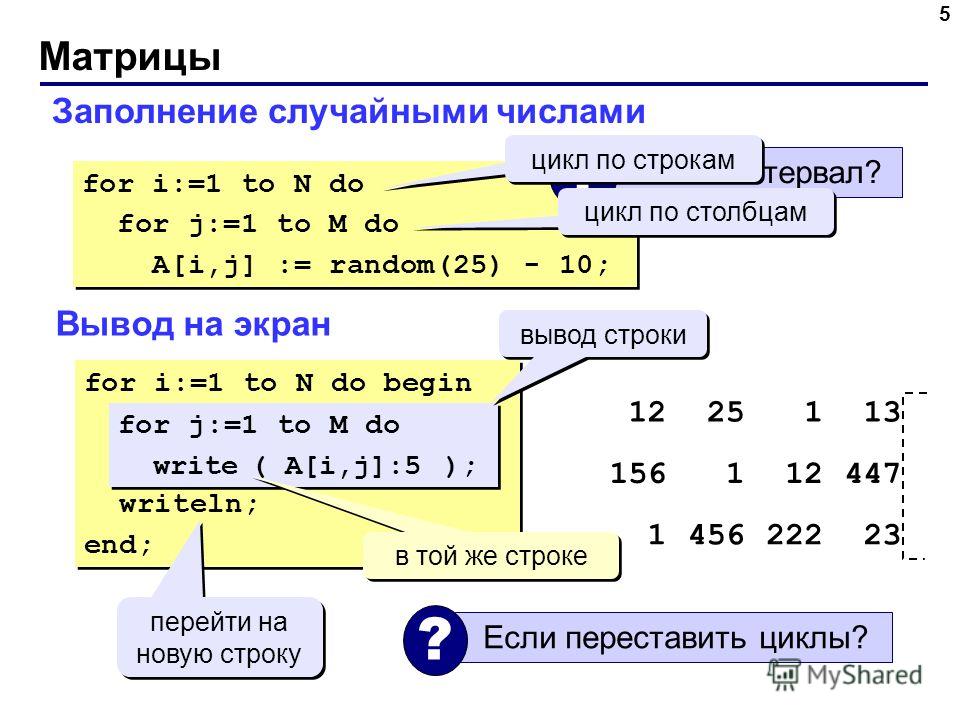 Случайные числа 5 из 36. Вывод матрицы Паскаль. Ввод матрицы в Паскале. Как вывести матрицу в Паскале. Как задать матрицу в Паскале.