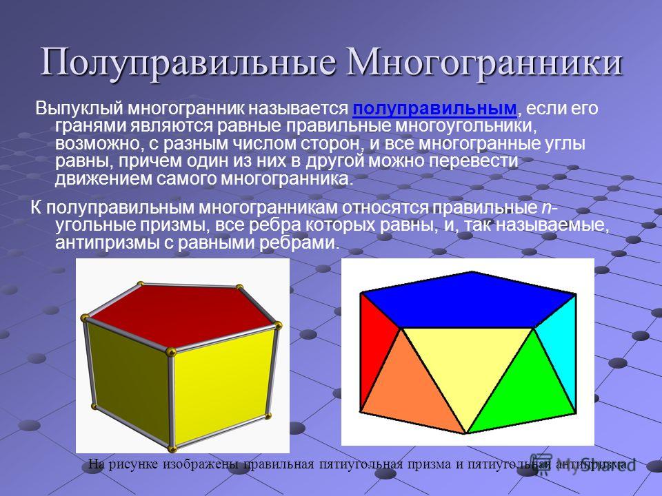 Грани выпуклого многогранника являются выпуклыми. Полуправильные выпуклые многогранники. Правильные и полуправильные многогранники. Правильные невыпуклые многогранники. Полуправильные многогранники Архимеда.