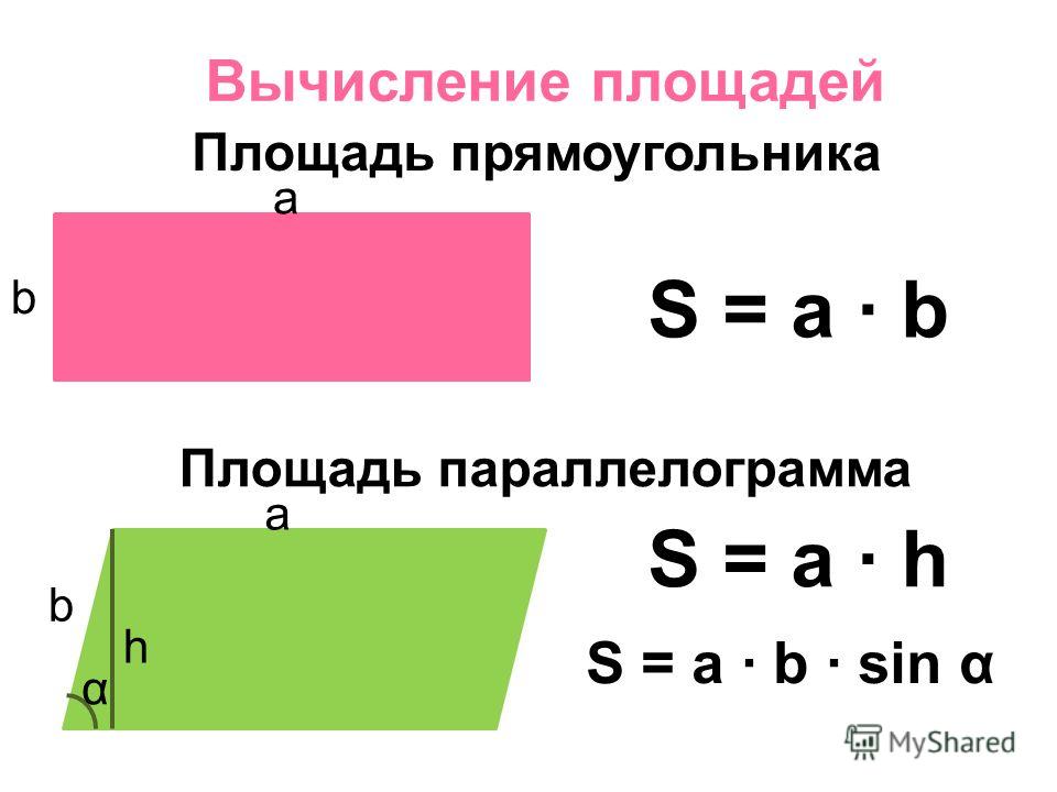 Площадь прямоугольника площадь параллелограмма