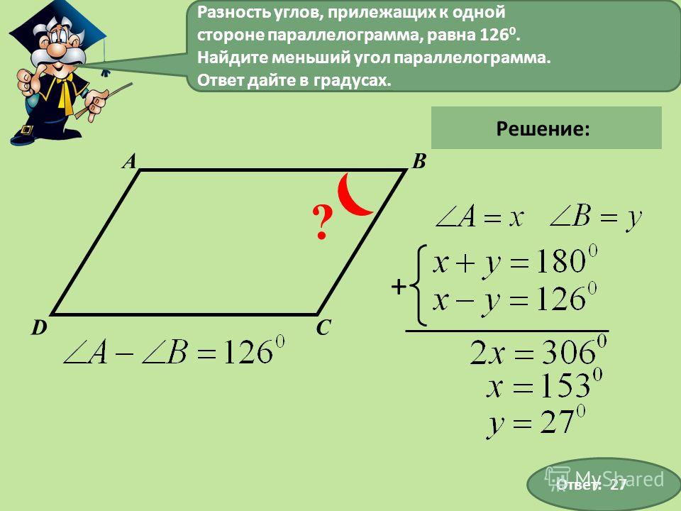 Углы прилежащие к стороне равны