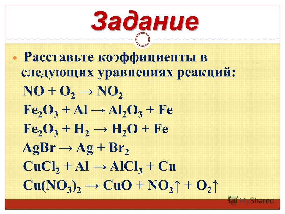 Расставьте коэффициенты в схемах реакций na cl2 nacl вариант 4