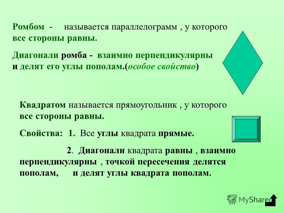 Если диагонали параллелограмма перпендикулярны то этот параллелограмм является ромбом рисунок