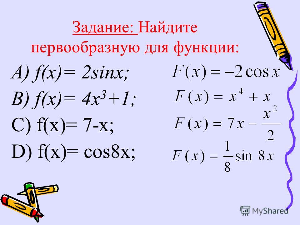 F x x4 2x. Найдите первообразную для функции.