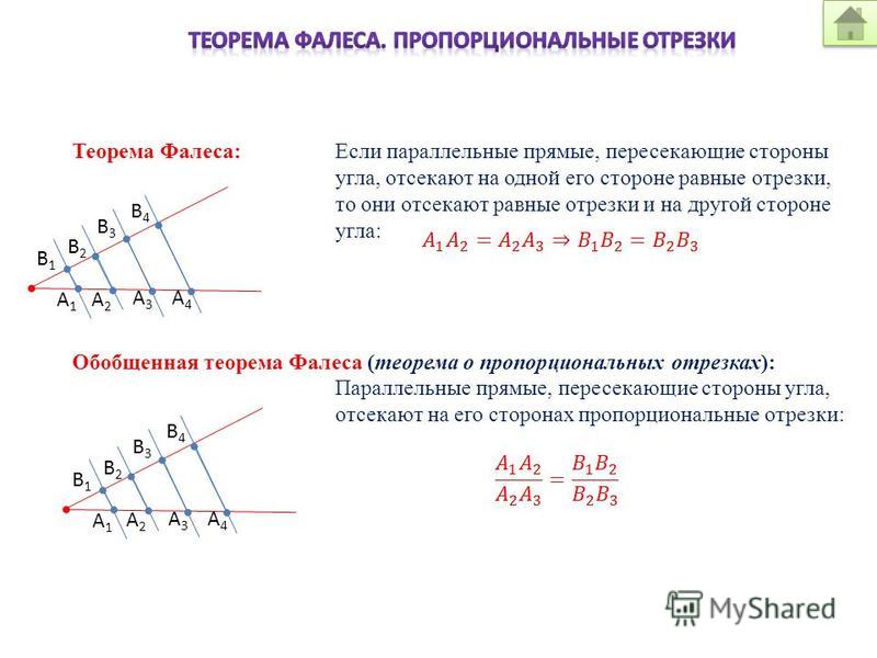 Теорема фалеса доказательство кратко с рисунком