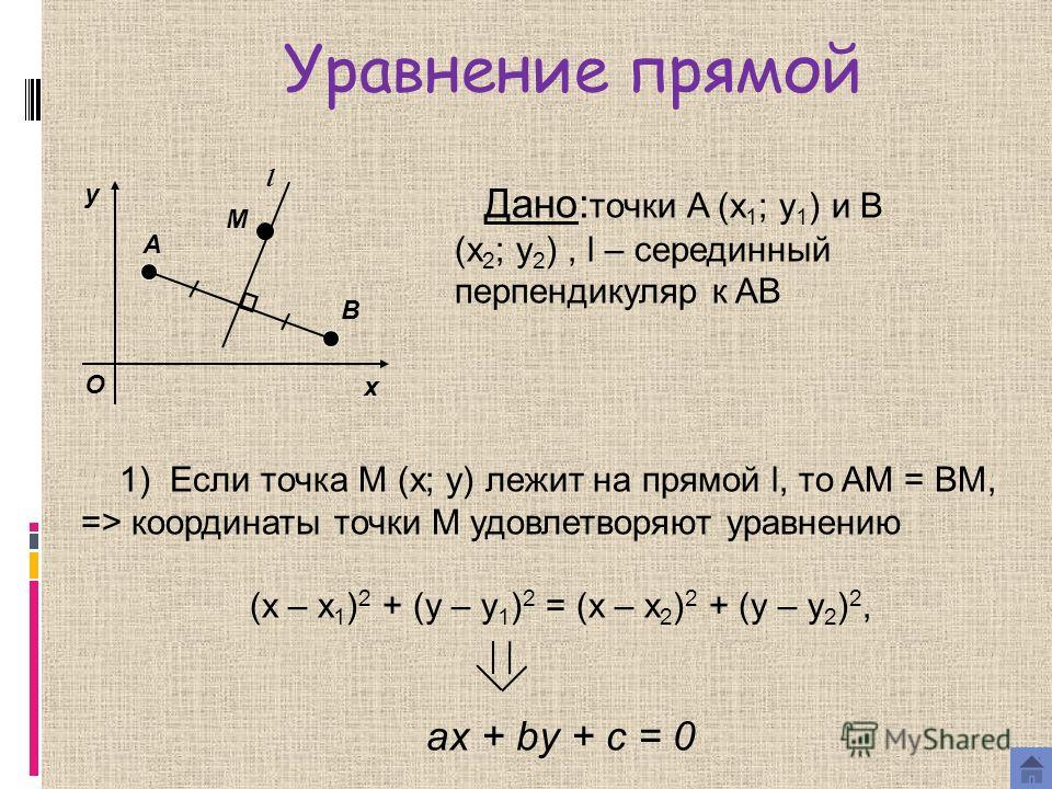 Найти уравнение отрезка