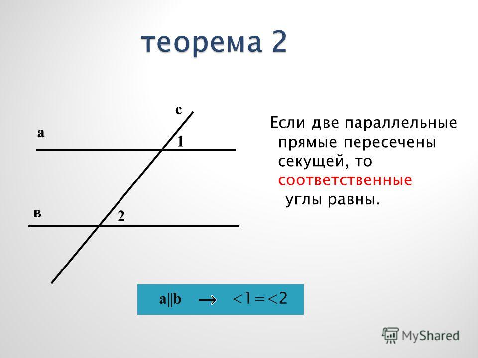 Две прямые пересеченные одной прямой параллельны. Если две прямые пересечены секущей то соответственные углы равны. Две параллельные прямые и секущая. Если соответственные углы равны то прямые параллельны. Если соответствующие углы равны то прямые параллельны.