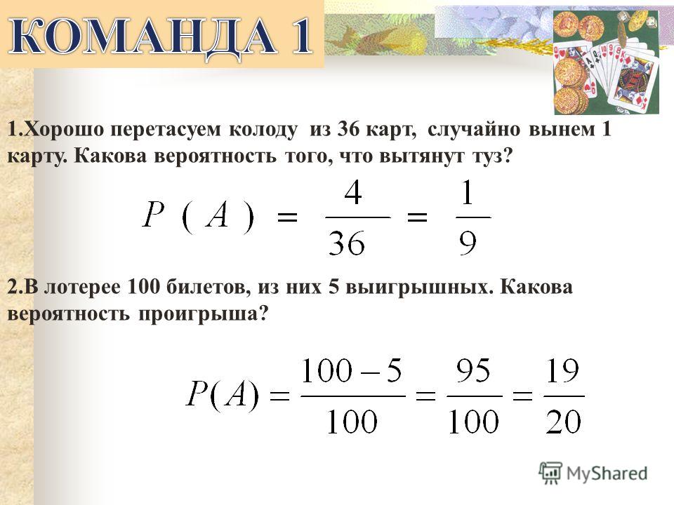 Вероятность подряд. В лотерее 100 билетов из них 5 выигрышных какова вероятность выигрыша. Из колоды в 36 карт вытаскивают 4 карты какова вероятность. Вероятность вытащить карту из колоды.