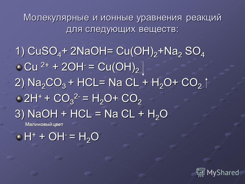 Дана схема превращений напишите уравнения химических реакций в молекулярном виде cuso4