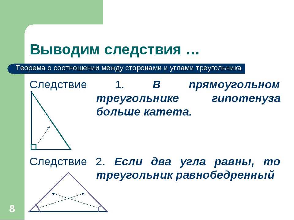 Среди углов треугольника хотя бы два угла острые доказать следствие с рисунком