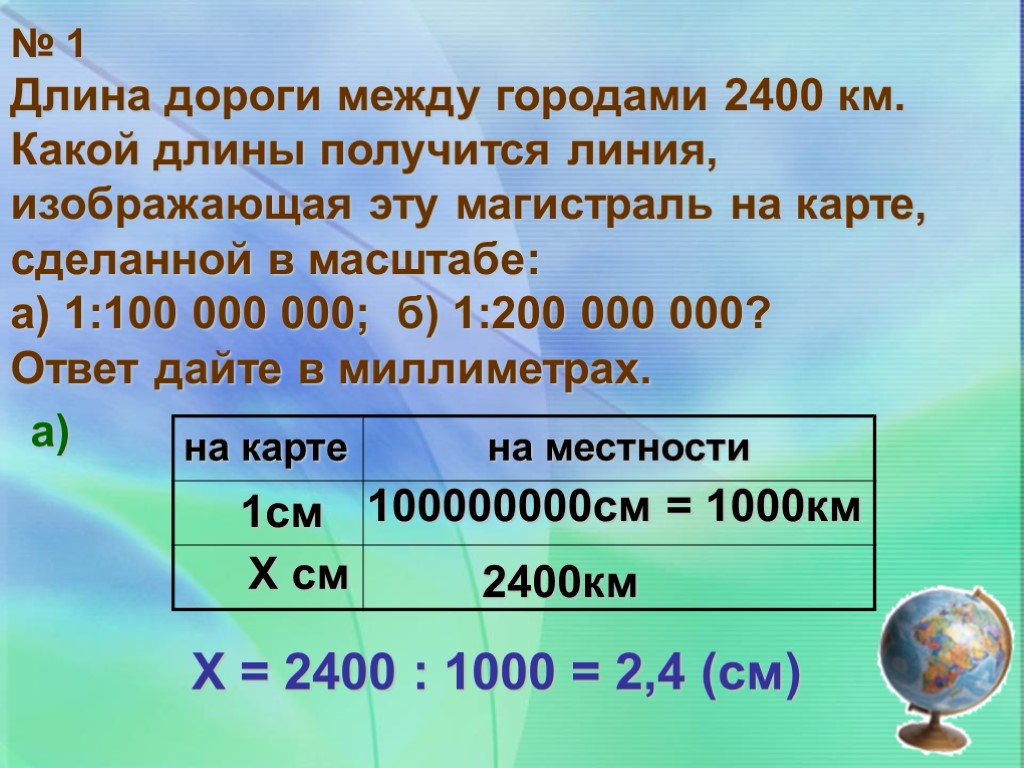 Длина моста на плане в масштабе 1 800 составляет