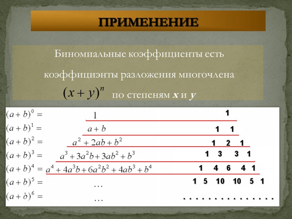 Презентация биномиальные коэффициенты