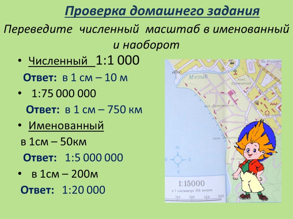 Какому расстоянию на карте соответствует