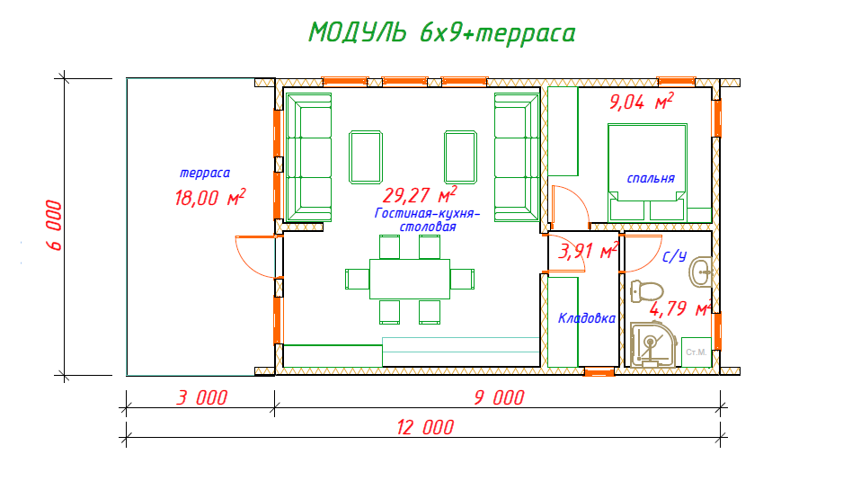 Проект барнхаус 6х6