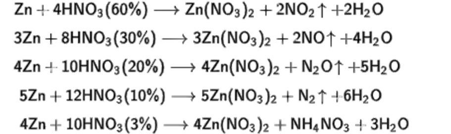 N2 h2o продукт реакции. Взаимодействие цинка с азотной кислотой. Взаимодействие цинка с разбавленной азотной кислотой. ZN+hno3 ОВР. ZN+hno3 окислительно восстановительная реакция.