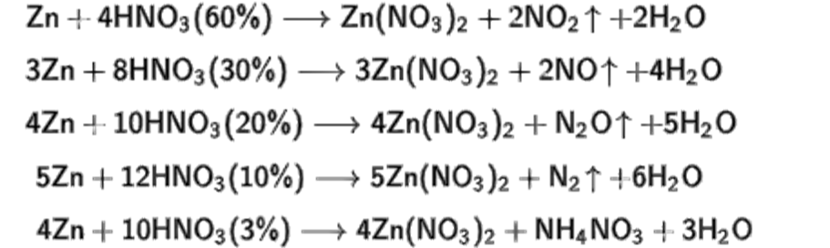 Hno3 соответствует. Взаимодействие цинка с азотной кислотой. Взаимодействие цинка с разбавленной азотной кислотой. Взаимодействие цинка с концентрированной азотной кислотой. ZN hno3 nh4no3 ZN no3 2 h2o метод электронного баланса.