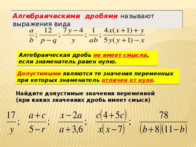 Алгебраические дроби и их свойства 7 класс никольский презентация