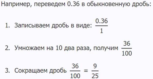 Как перевести десятичную дробь в обыкновенную