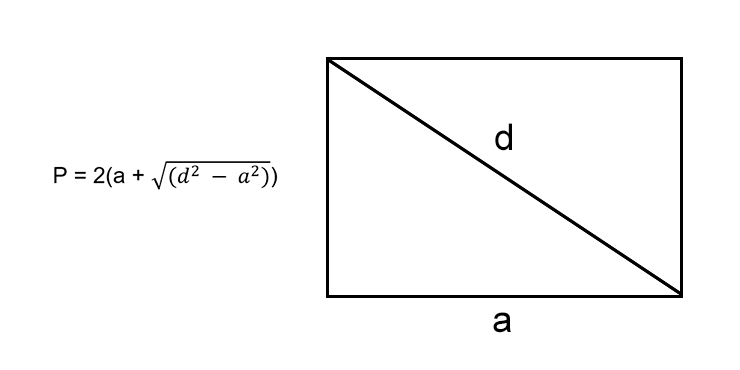 Как вычислить периметр прямоугольника, зная любую сторону и диагональ