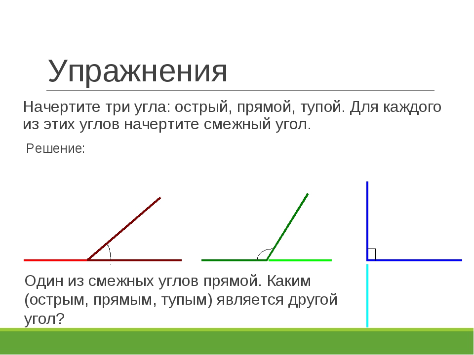 Третий смежный угол. Начерти три угла прямой острый тупой. Начертить прямой тупой и острый угол. Начерти три угла острый прямой и тупой для каждого из них. Начертите прямой и тупой угол.