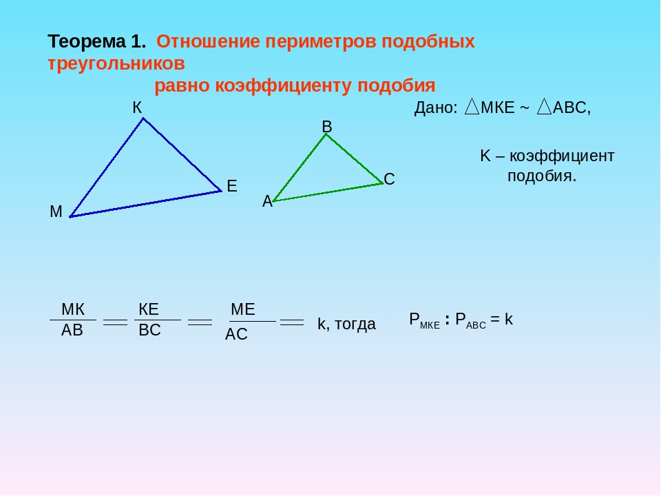 Площади двух подобных треугольников