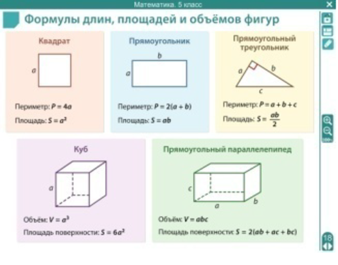 Таблица 5 площади фигур. Формулы площадей объемов и периметров фигур. Формулы объема фигур 5 класс. Формулы площади периметра и объема. Формулы периметра и площади объема площади.