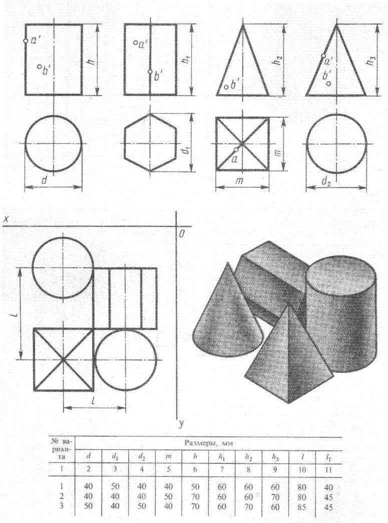 Начертить чертеж фигуры. Проекции геометрических тел Призма. Инженерная Графика проецирование геометрических. Боголюбов решебник Инженерная Графика задание 34. Инженерная Графика сечение геометрического тела.