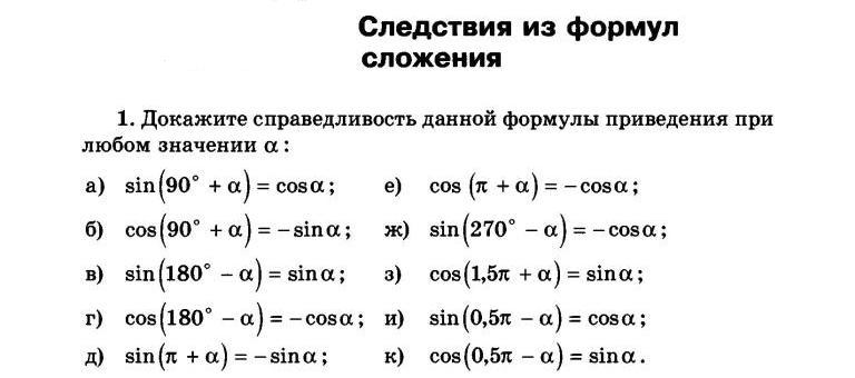 Презентация формулы сложения тригонометрия 10 класс алимов