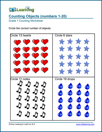 Grade 1 Counting Worksheet Printable