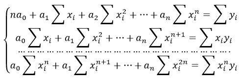 уравнение регрессии полинома n-ого порядка формула