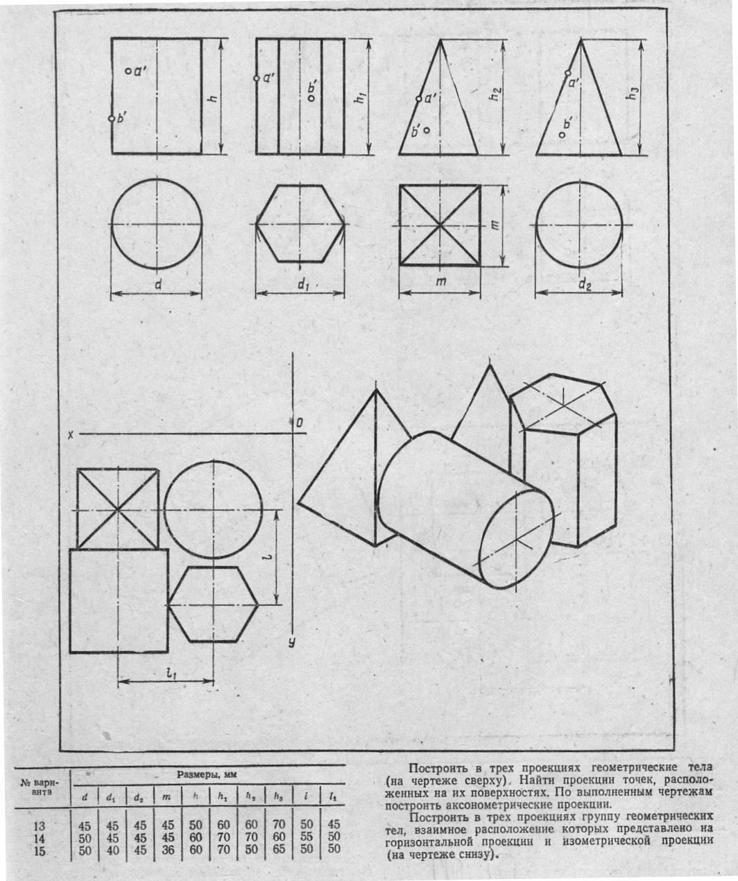 Черчение найти. Инженерная Графика проецирование геометрических тел. Инженерная Графика проецирование геометрических тел вид сбоку. Чертеж группы геометрических тел в трех видах сверху и снизу. Инженерная Графика проецирование геометрических тел в 3d.